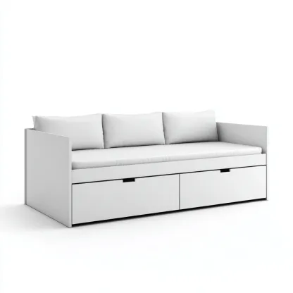 Canapé lit-bois-tissu-197x94x78 cm-blanc-design moderne-Casagetlab