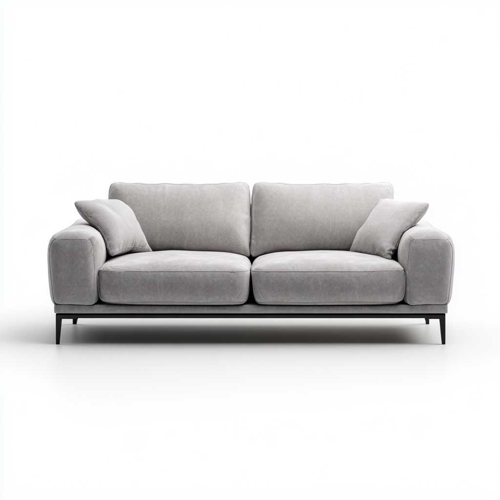 Canapé droit - tissu - 204x92x90 cm - gris clair - style moderne-Casagetlab