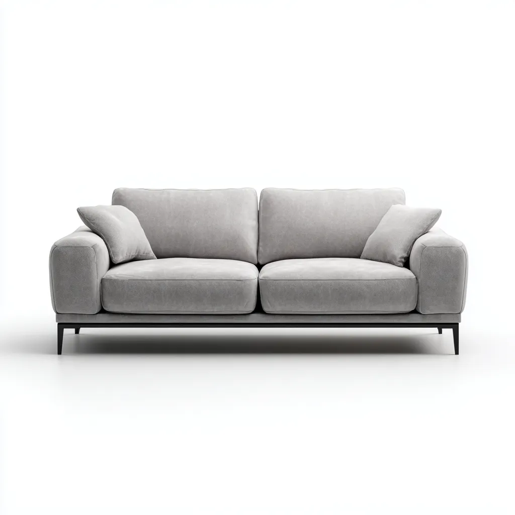 Canapé droit - tissu - 204x92x90 cm - gris clair - style moderne-Casagetlab