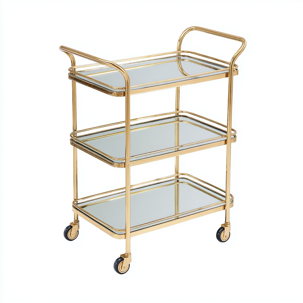 Dessertes et chariots - métal-verre - 72x42x93 cm - or - design élégant-Casagetlab