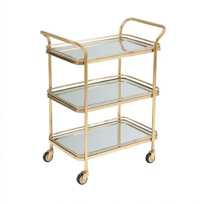 Dessertes et chariots - métal-verre - 72x42x93 cm - or - design élégant-Casagetlab