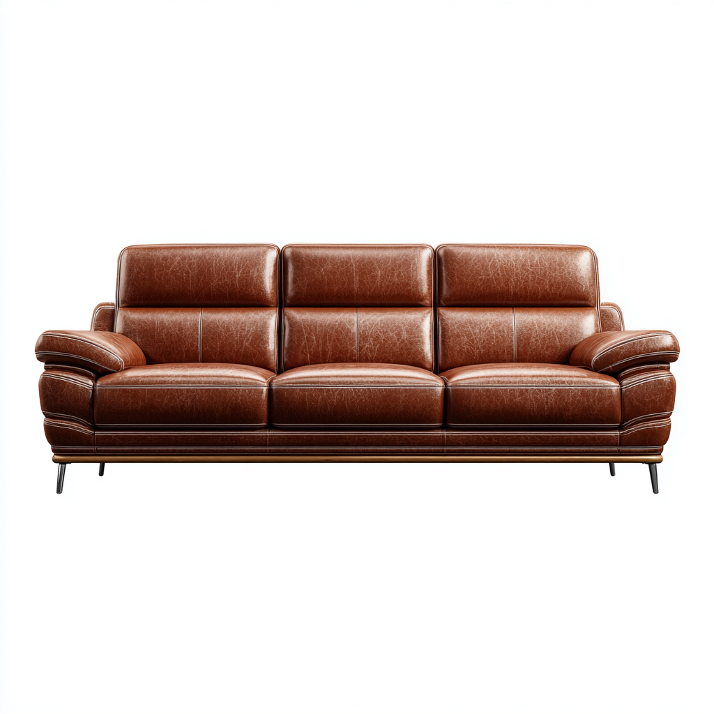 Canapé droit - cuir - 226x95x92 cm - marron - style moderne-Casagetlab