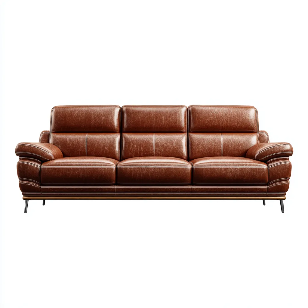 Canapé droit - cuir - 226x95x92 cm - marron - style moderne-Casagetlab
