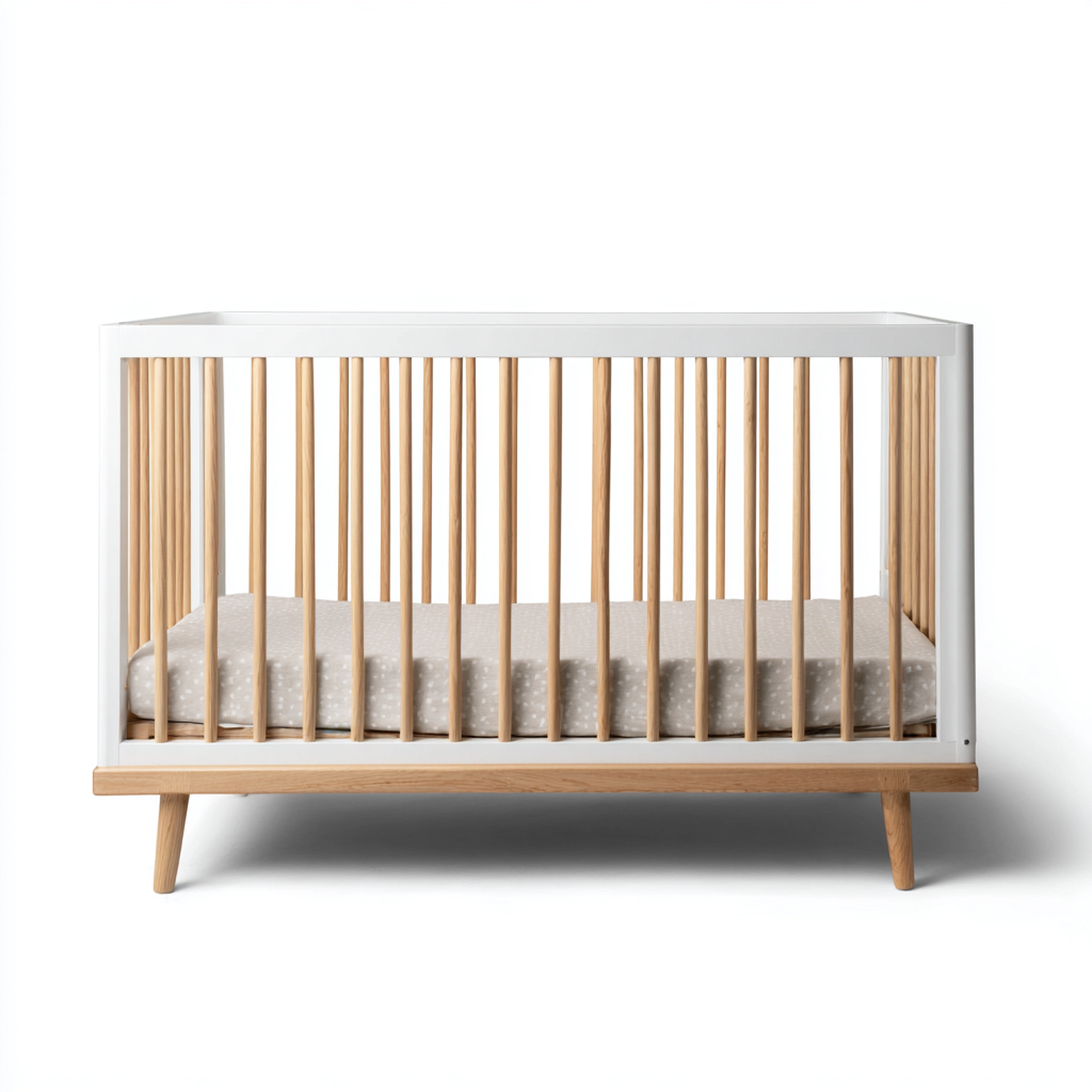 Lit bébé - bois - 127x67x91 cm - blanc-naturel - design moderne-Casagetlab