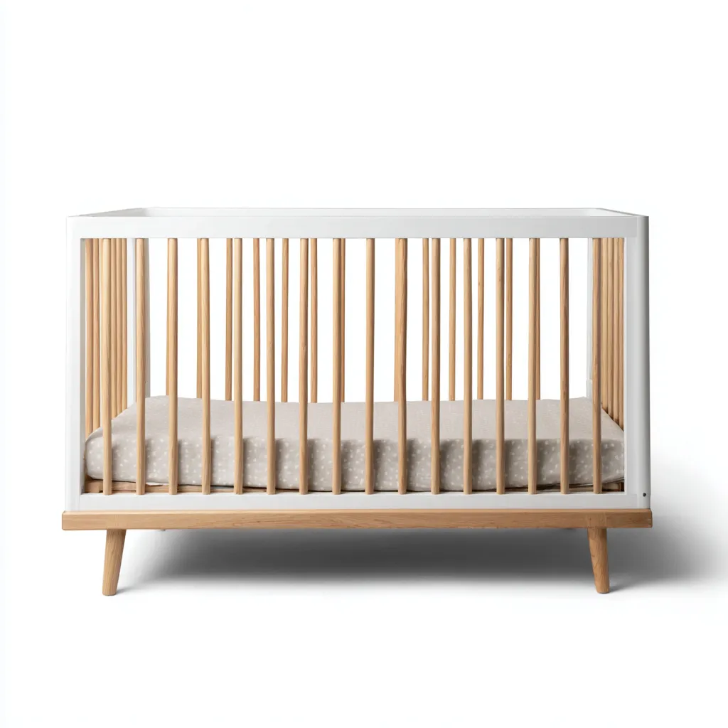 Lit bébé - bois - 127x67x91 cm - blanc-naturel - design moderne-Casagetlab