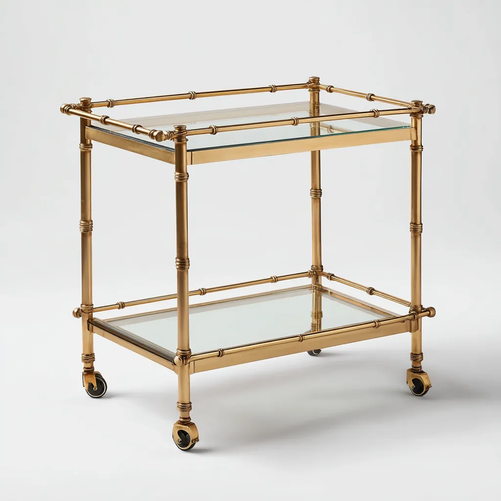 Dessertes et chariots - métal-verre - 74x42x87 cm - or - design élégant-Casagetlab