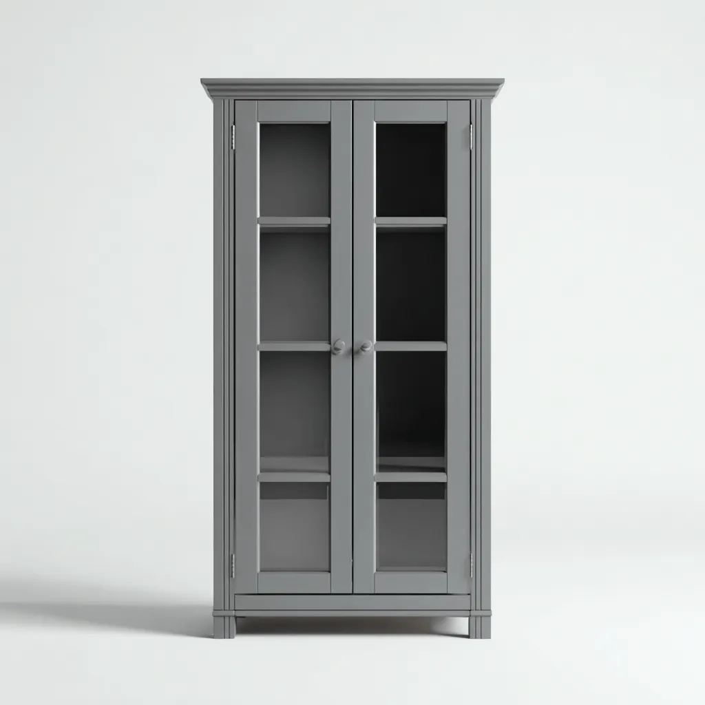 Vitrine-bois-verre-90x40x150 cm-gris-style classique-Casagetlab