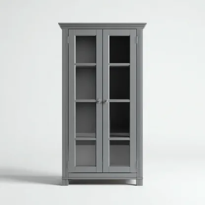 Vitrine-bois-verre-90x40x150 cm-gris-style classique-Casagetlab