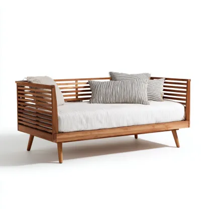Canapé lit-bois-tissu-209x96x85 cm-bois naturel-style moderne-Casagetlab