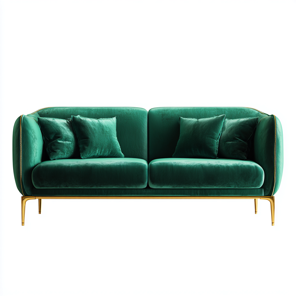 Canapé droit - velours - 184x88x87 cm - vert émeraude - style contemporain-Casagetlab