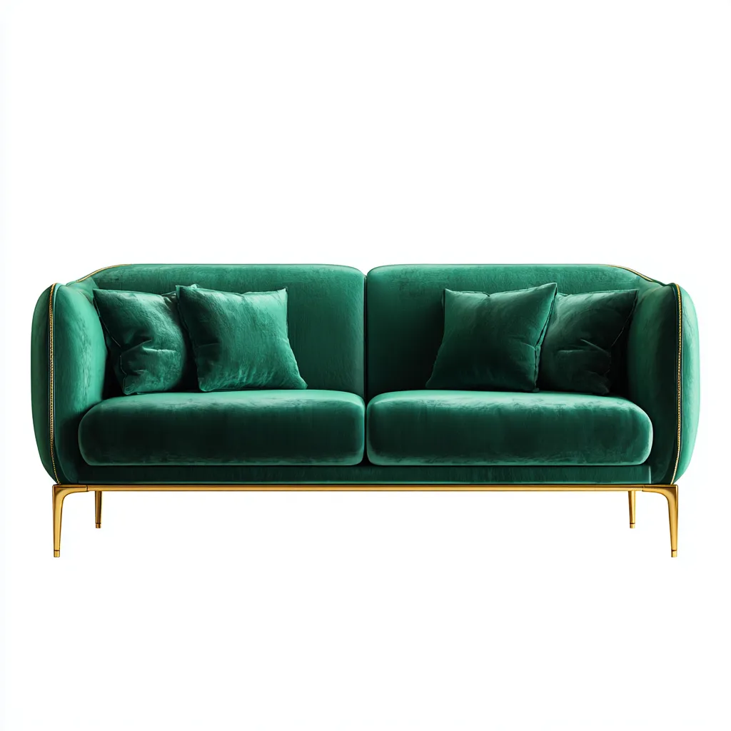 Canapé droit - velours - 184x88x87 cm - vert émeraude - style contemporain-Casagetlab