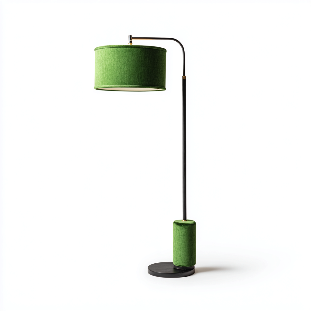 Lampadaire-métal-tissu-30x30x155 cm-vert-noir-design contemporain-Casagetlab