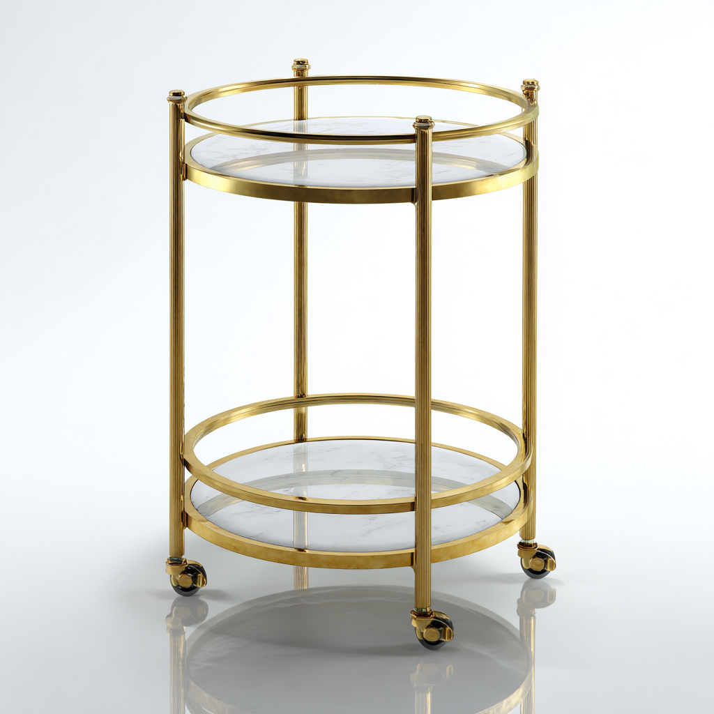 Dessertes et chariots - métal-verre - 58x58x87 cm - or - design élégant-Casagetlab