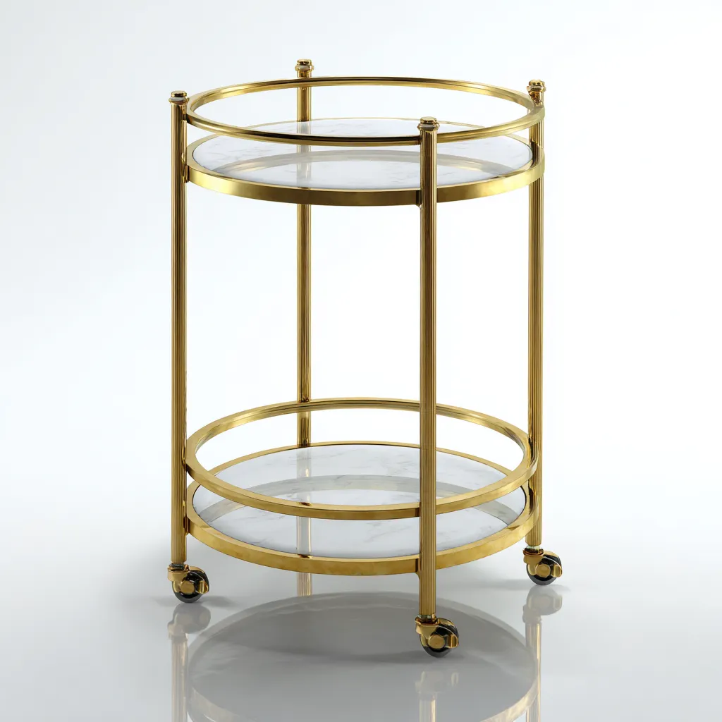 Dessertes et chariots - métal-verre - 58x58x87 cm - or - design élégant-Casagetlab