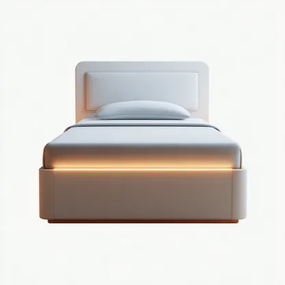 Lit double - bois-métal-similicuir - 208x158x110 cm - Blanc - Style moderne-Casagetlab