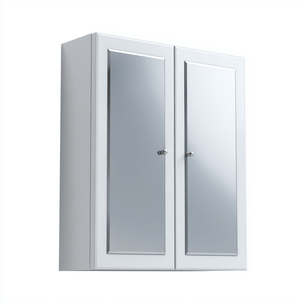 Rangement de salle de bain - bois-MDF-verre - 62x16x72 cm - blanc - armoire miroir contemporaine-Casagetlab
