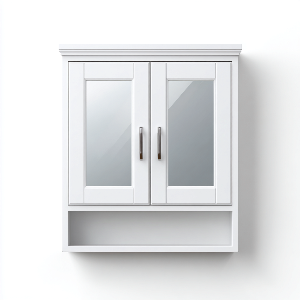 Rangement de salle de bain - bois-MDF-verre - 62x15x70 cm - blanc - armoire miroir classique-Casagetlab