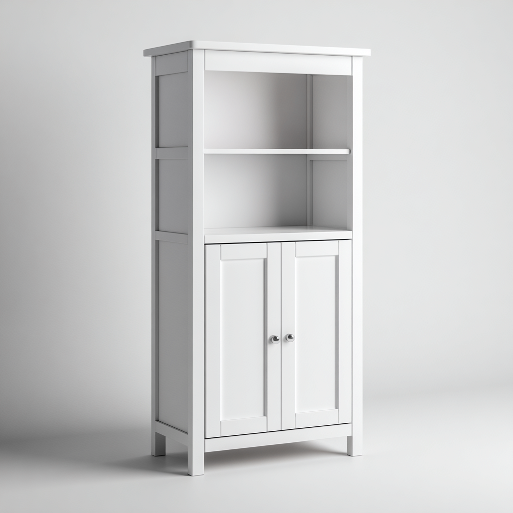 Rangement de salle de bain - bois-MDF - 60x30x150 cm - blanc - style contemporain-Casagetlab