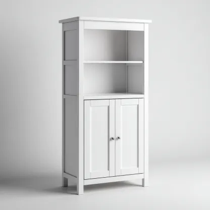 Rangement de salle de bain - bois-MDF - 60x30x150 cm - blanc - style contemporain-Casagetlab