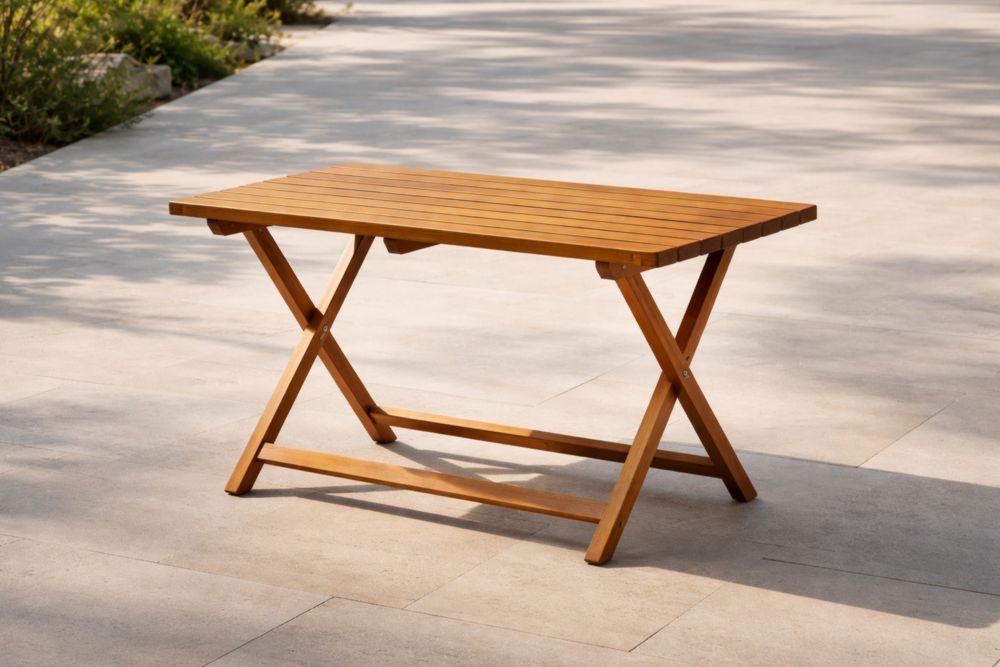 Tavolo pieghevole in legno di acacia per esterni 120x60x75 cm