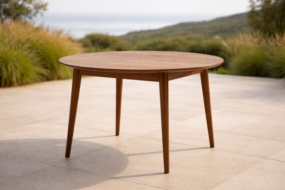 Tavolo rotondo in legno massello marrone