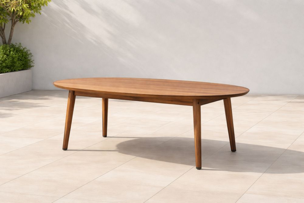 Tavolo da Esterno Ovale in Legno di Acacia Marrone 160x80x72cm