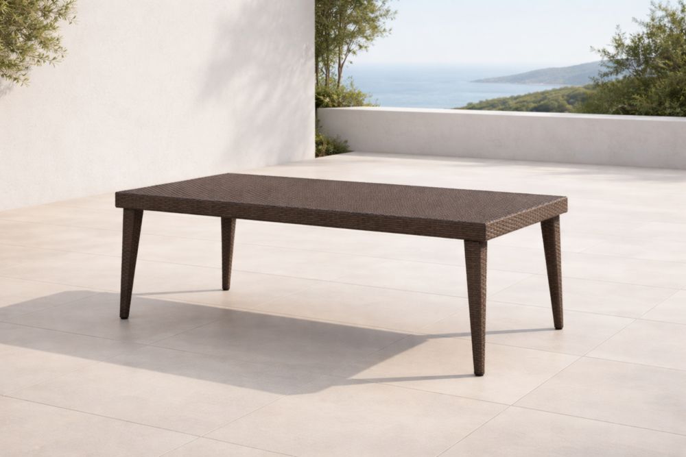 Tavolo Rettangolare da Esterno in Fibre Sintetiche Marrone