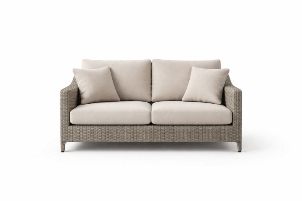 Divano due posti in rattan sintetico beige