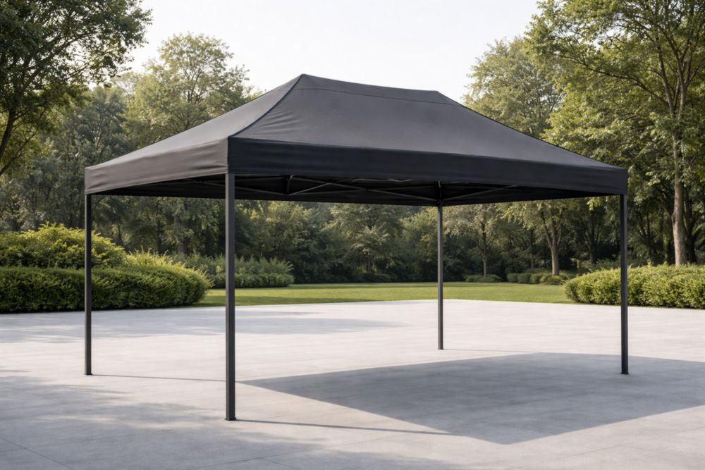 Gazebo nero in acciaio pieghevole 3x3×2.5m metri