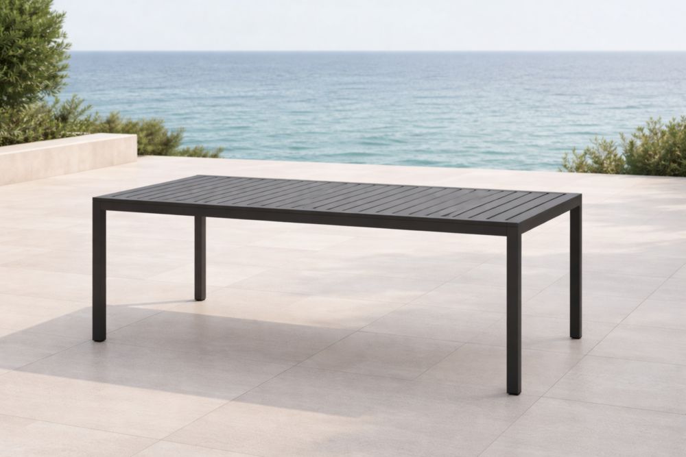 Tavolo da Esterno in Alluminio Nero 200x90x75 cm