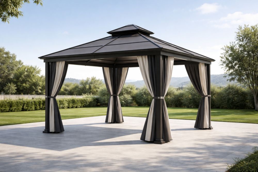 Gazebo da Giardino in Acciaio e Tessuto Poliestere 300x400x280 cm
