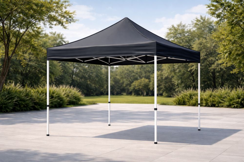 Gazebo pieghevole 3x3×2.5m acciaio nero
