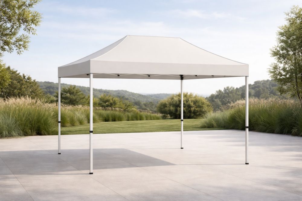 Gazebo pieghevole bianco in metallo e poliestere 3x3×2.6 m