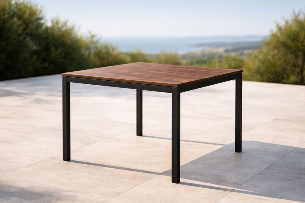 Tavolo da Esterno in Legno Composito e Acciaio 90x90x75 cm