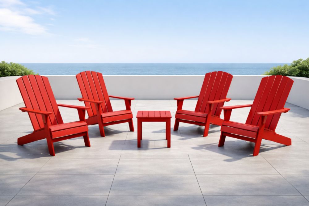 Set da Esterno Sedie e Tavolo Quadrato in Legno Rosse