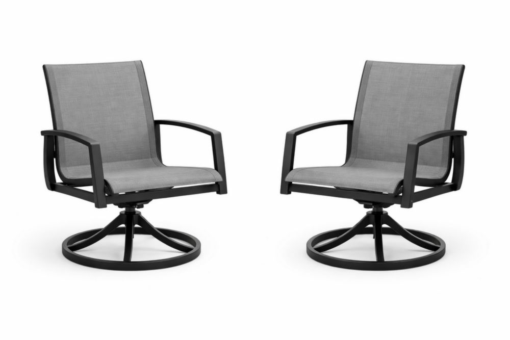 Set di 2 Sedie Girevoli in Alluminio con Tessuto Grigio