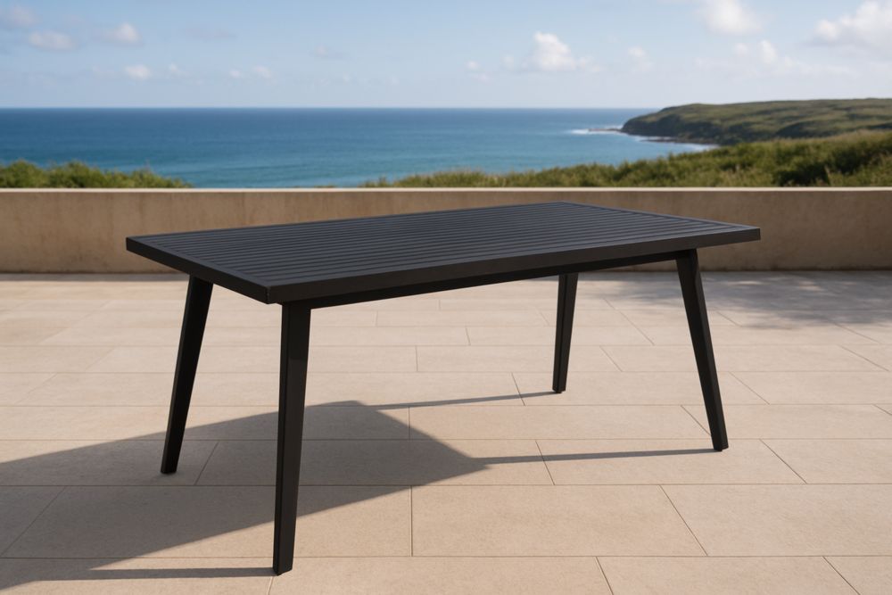 Tavolo da esterno in alluminio nero 180x90x75 cm