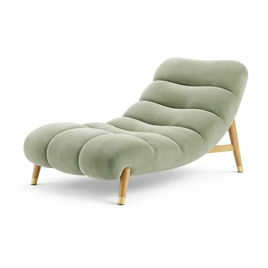 Sedia lounge in legno con rivestimento verde chiaro-rawlino