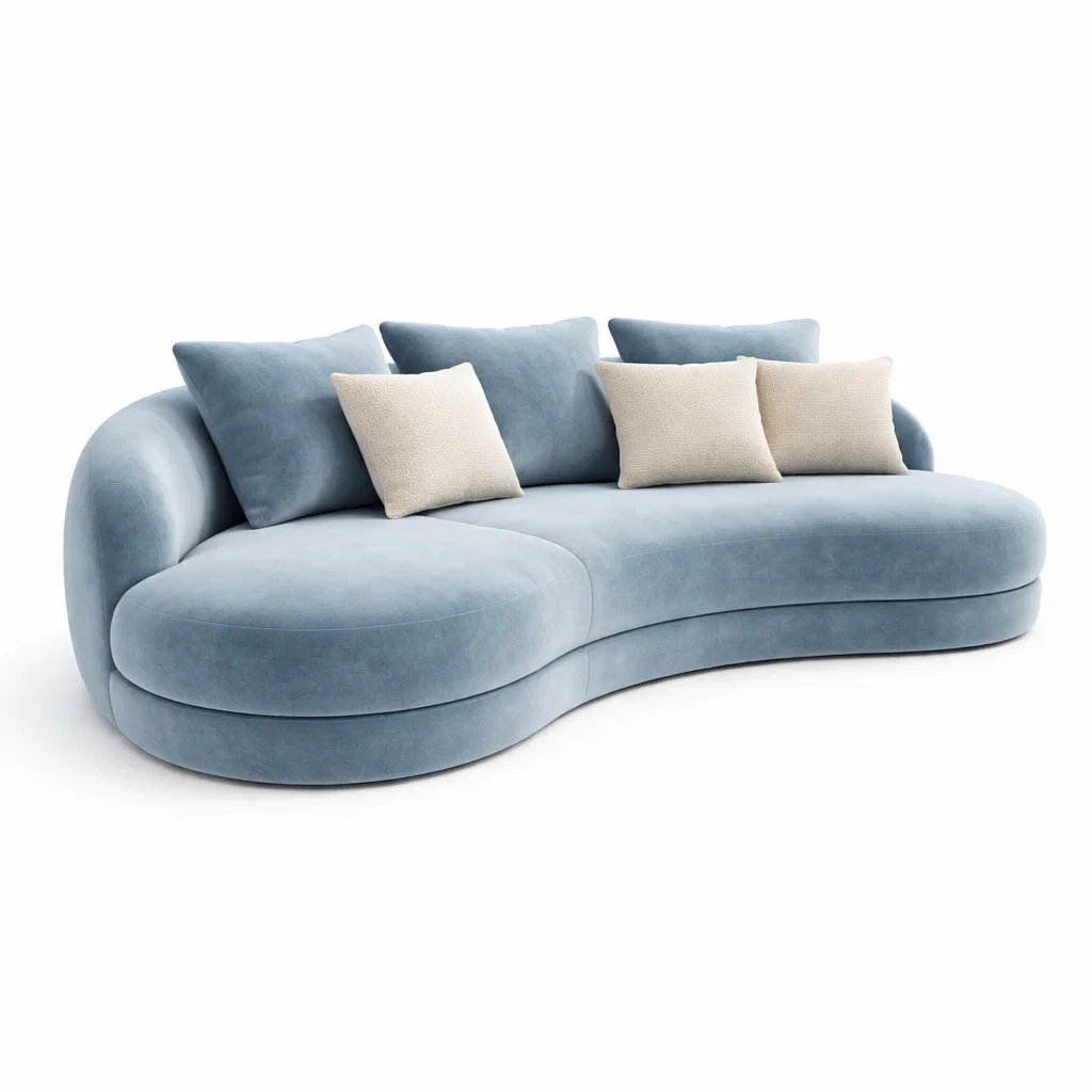 Divano Curvo Tessile Azzurro-rawlino