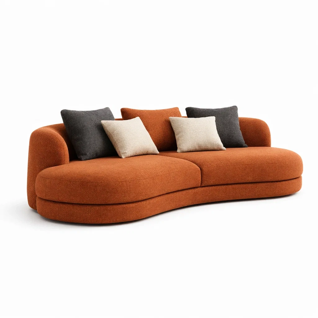 Divano Curvo Tessile Arancione-rawlino