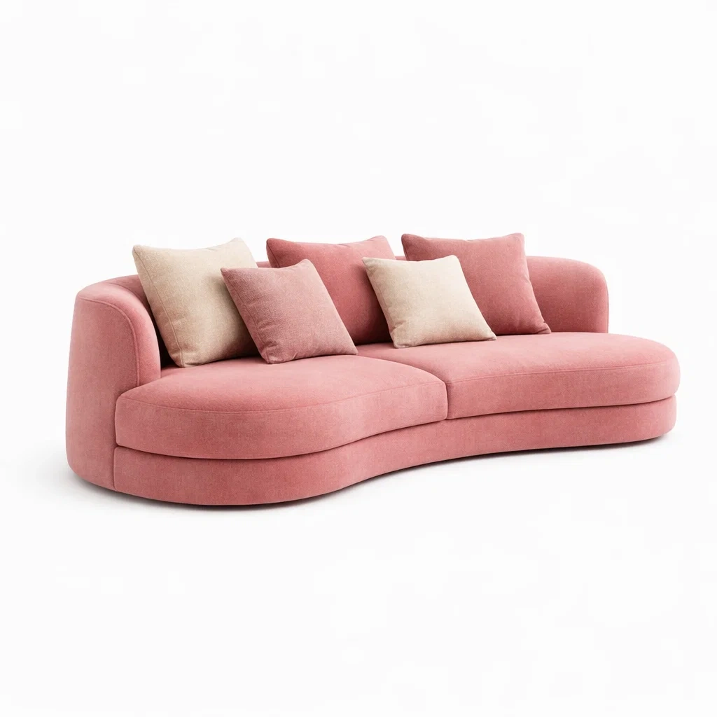 Divano Curvo Tessile Rosa-rawlino