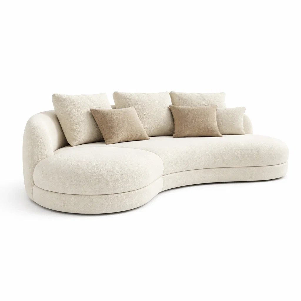 Divano Curvo Tessuto Avorio-rawlino