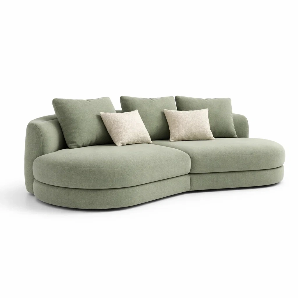 Divano Curvo Tessuto Verde Chiaro-rawlino