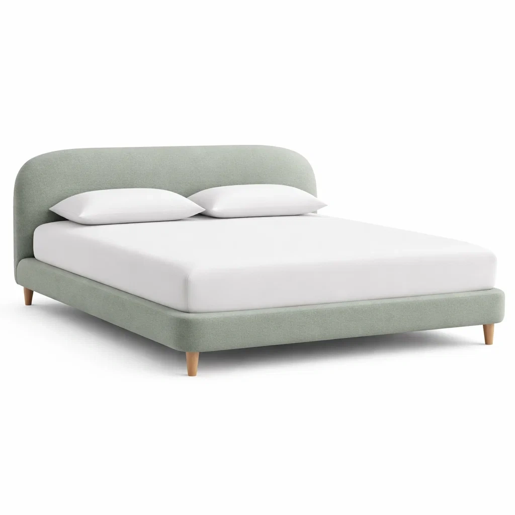 Letto imbottito tessuto verde salvia-rawlino