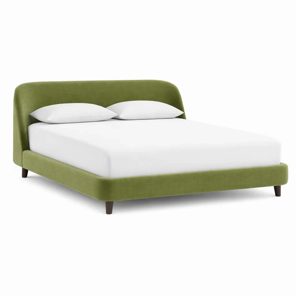 Letto imbottito tessuto verde oliva-rawlino
