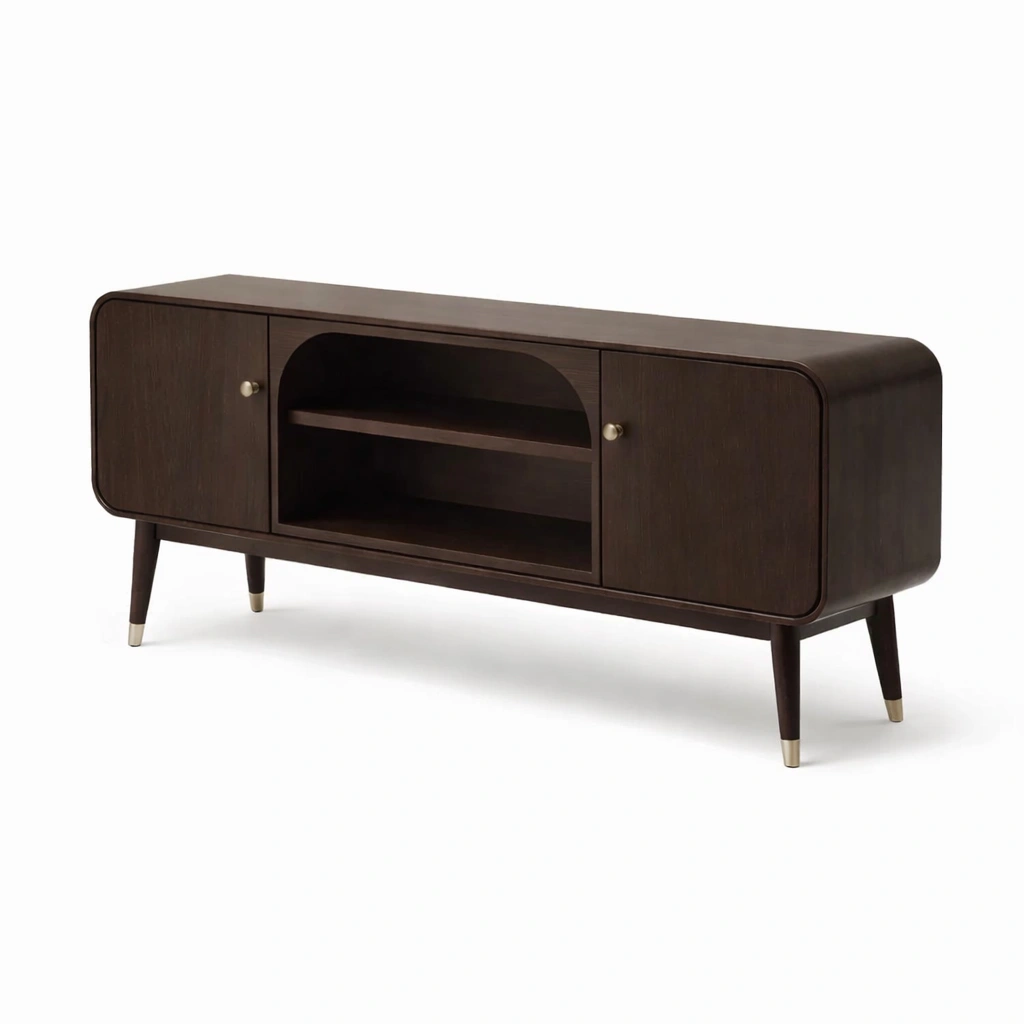 Mobile TV in legno marrone scuro con vano centrale-rawlino