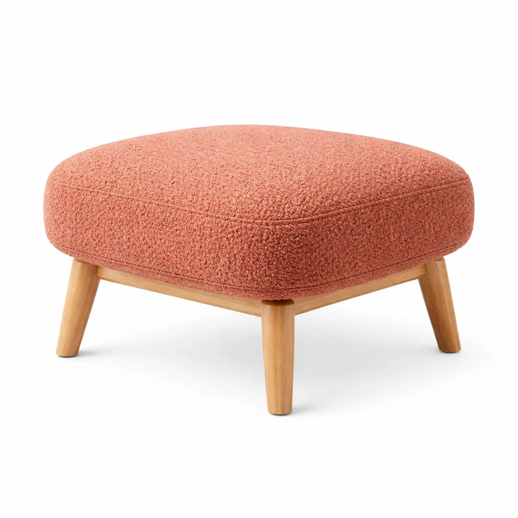 Pouf quadrato color terracotta in tessuto boucl??-rawlino