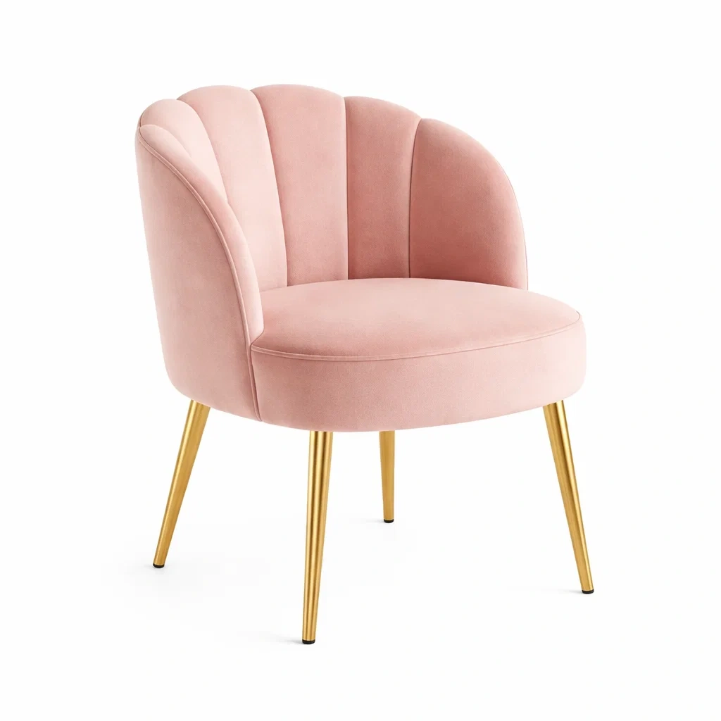 Sedia imbottita rosa cipria con base dorata-rawlino