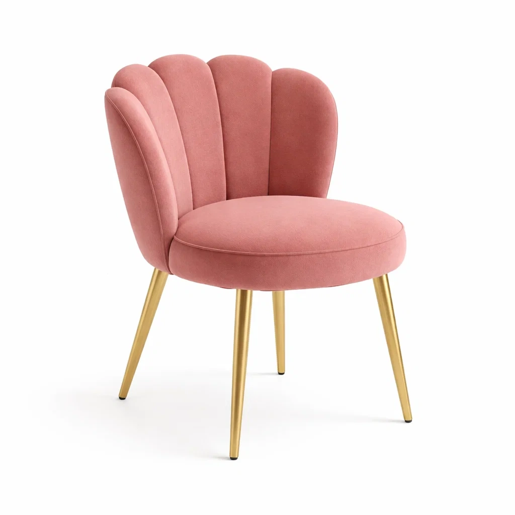 Sedia imbottita rosa antico con gambe metalliche-rawlino