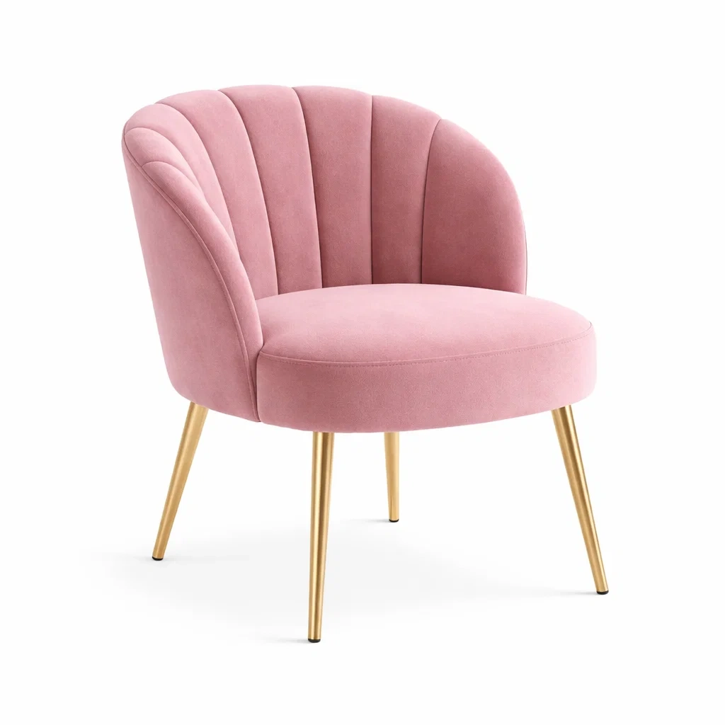 Sedia imbottita rosa cipria con base dorata-rawlino